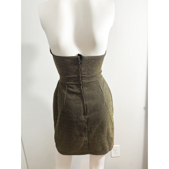 H&M Metallic Strapless Sweetheart Neck Cocktail Mini Dress Size 4 - Picture 5 of 7
